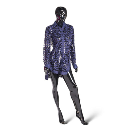 Azzedine Alaïa Long Sleeve Peplum Back Lace Blouse - main product photo