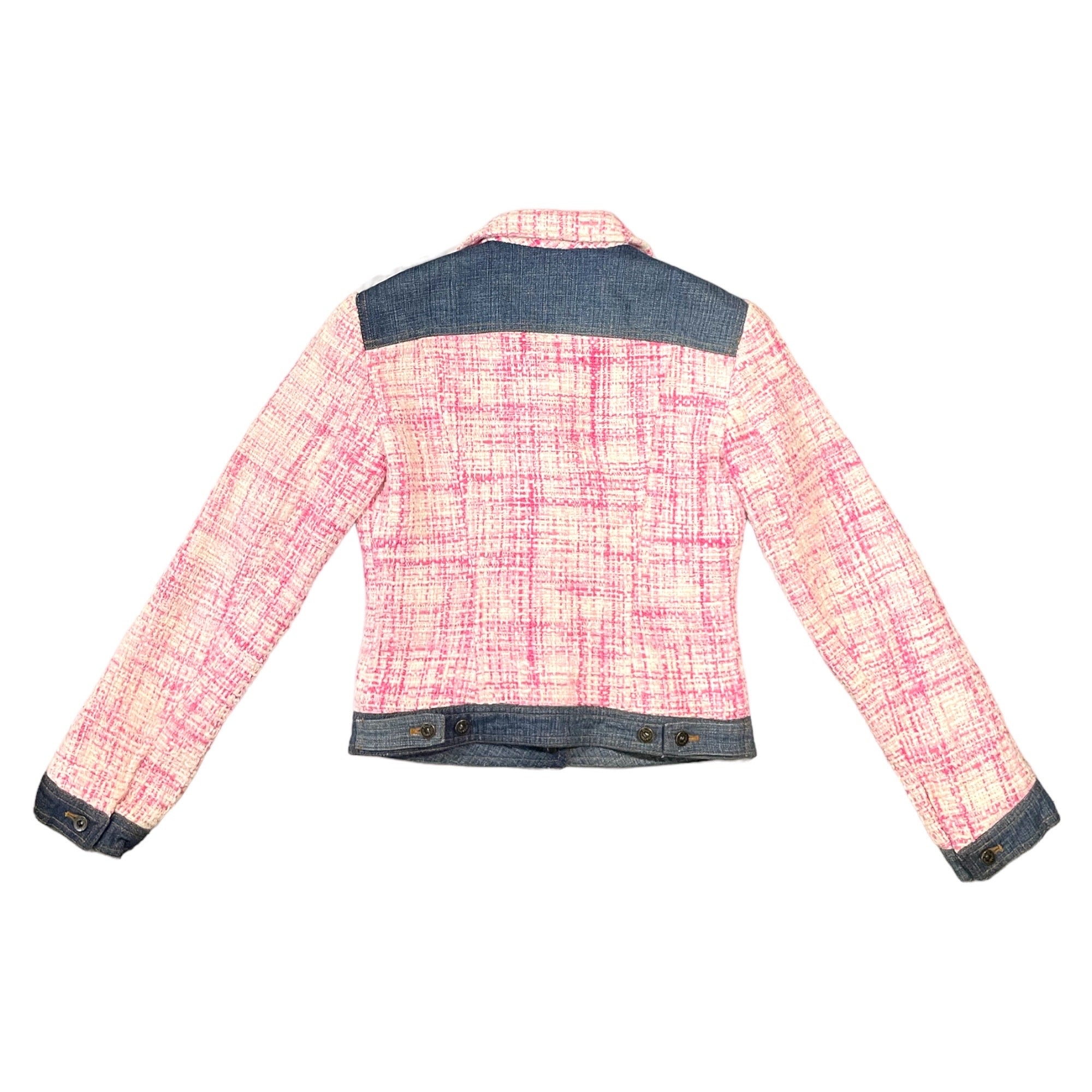 DOLCE & GABBANA Pink Tweed & Denim Fitted Jacket | Size: 38 |