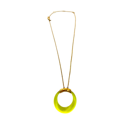Alexis Bittar Hand Carved Neon Yellow Lucite Circle Pendant Necklace - photo 3 of 5