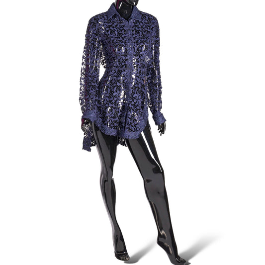 Azzedine Alaïa Long Sleeve Peplum Back Lace Blouse - photo 2 of 14