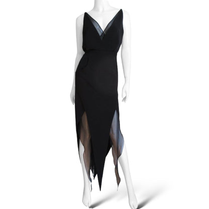 RARE Circa 90’s KARL LAGERFELD Layered Pointed Hem Dress Made in France