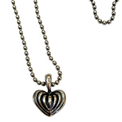 Lagos Caviar Fluted Heart Pendant Ball-Chain Necklace (30”) - photo 2 of 5