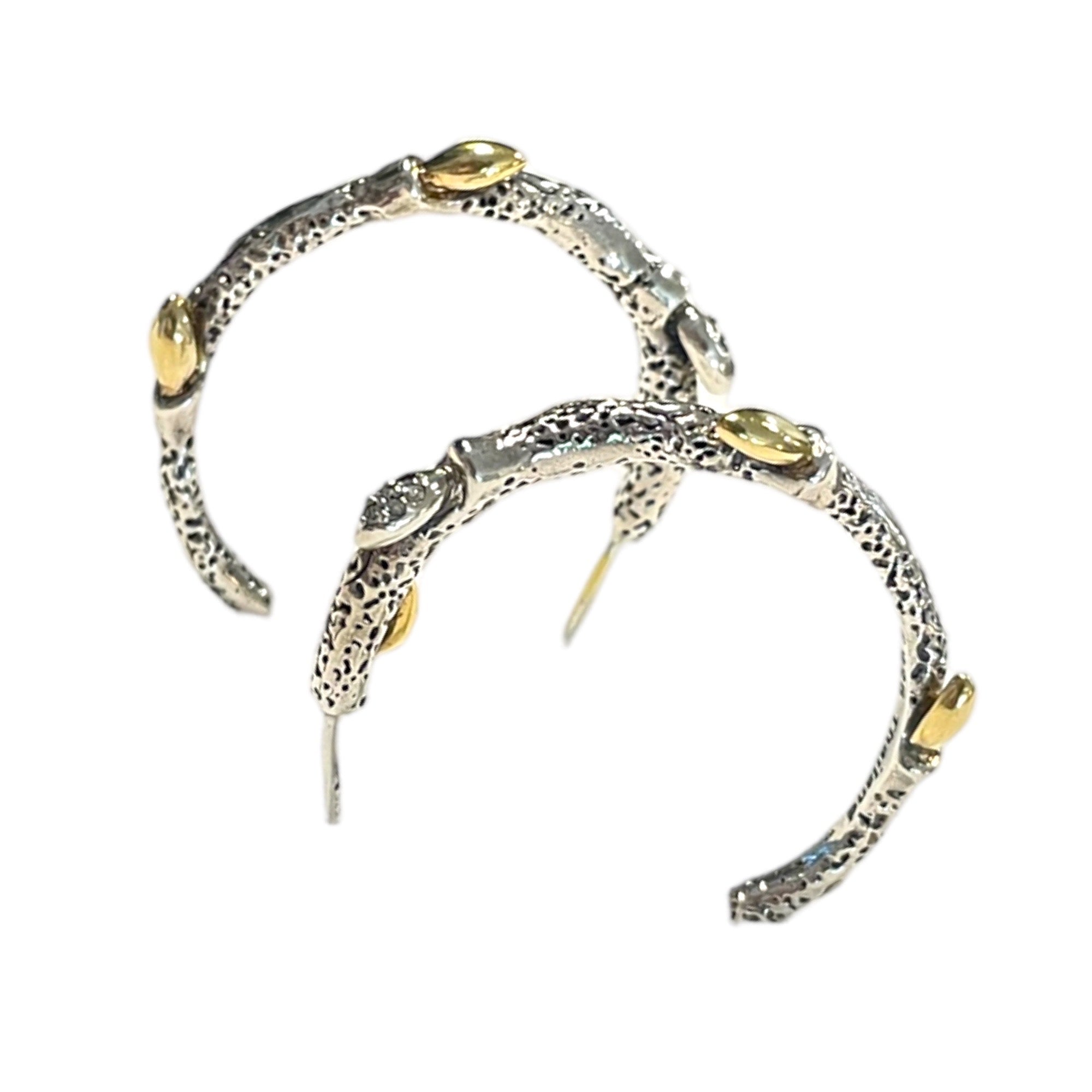 Stephen Dweck Vine Hoop Earrings, 18k YG, .925 & Dweck Diamonds