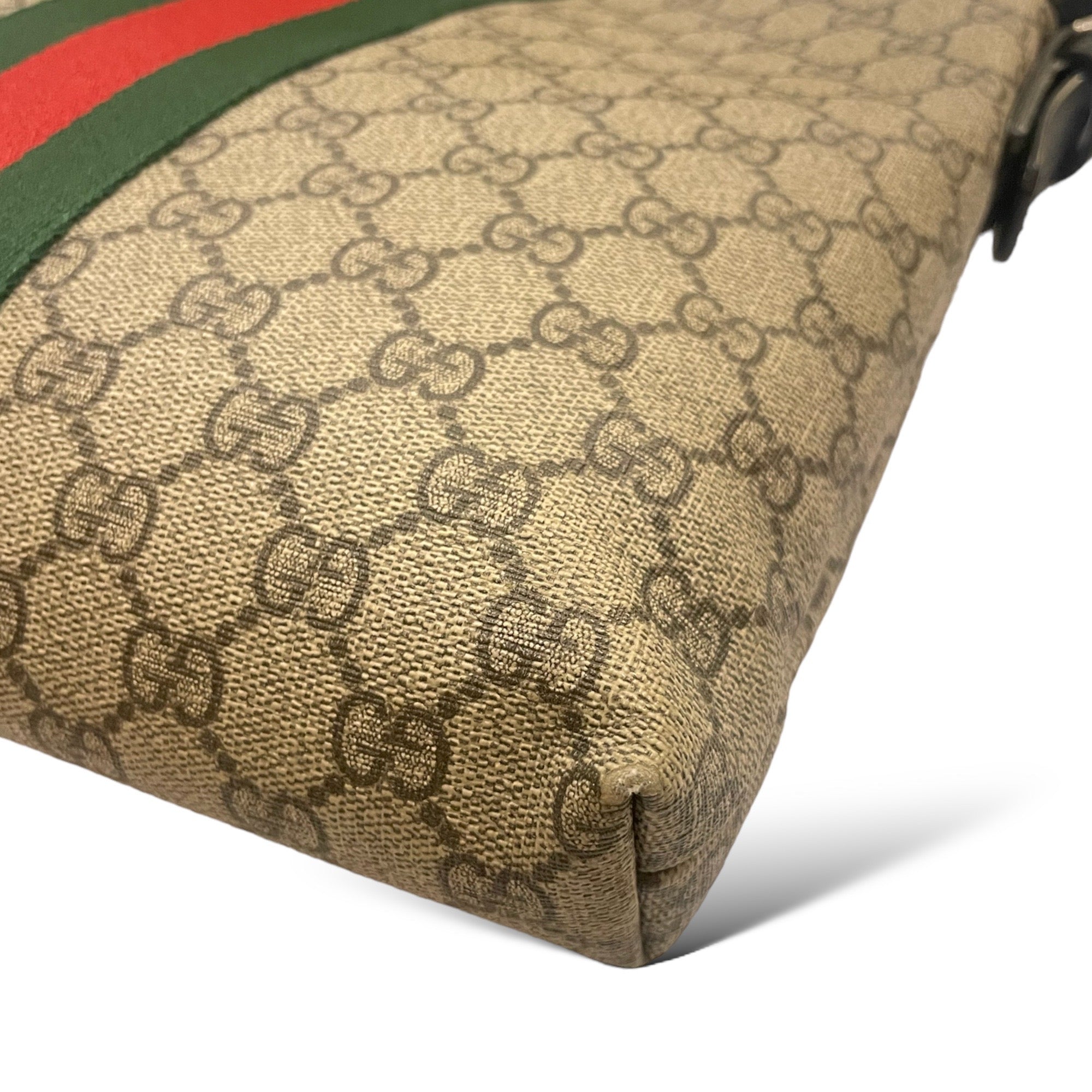 GUCCI GG Supreme Monogram Web Messenger Bag Black