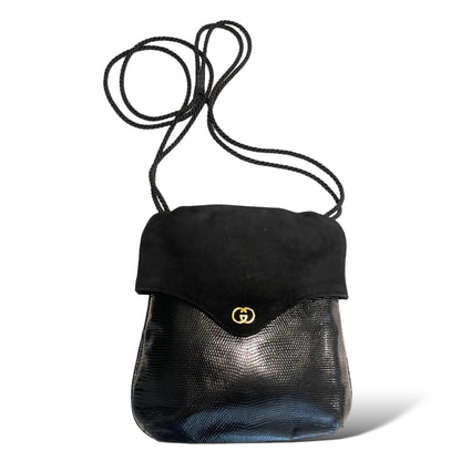 Gucci Vintage Suede & Lizard Crossbody Bag with GG Motif - main product photo