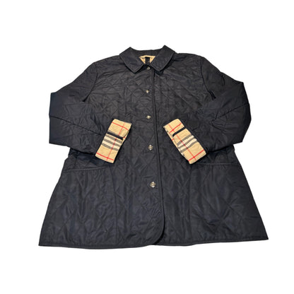 Burberry London Navy Blue Quilted Check Lined Jacket - photo 3 of 11