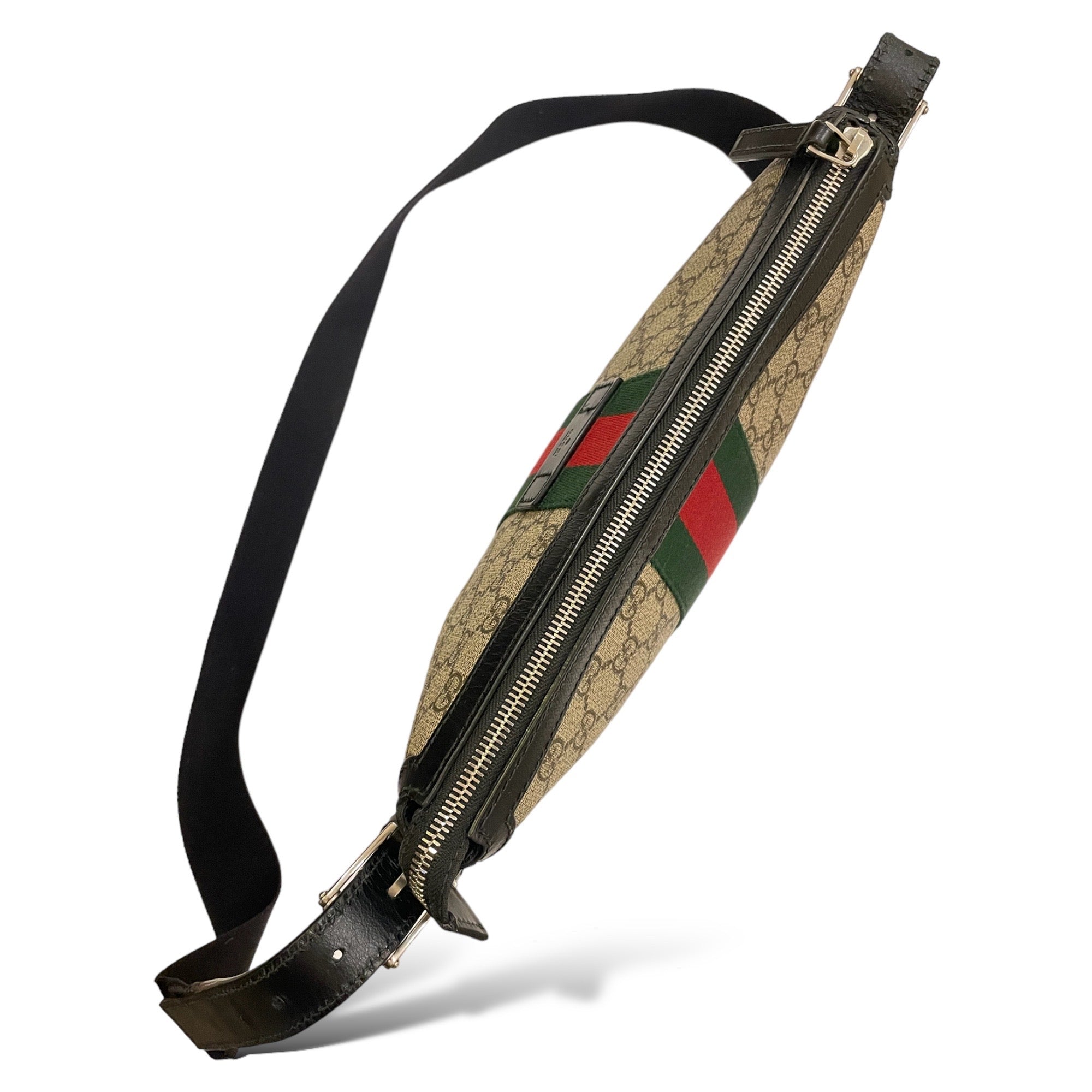 GUCCI GG Supreme Monogram Web Messenger Bag Black