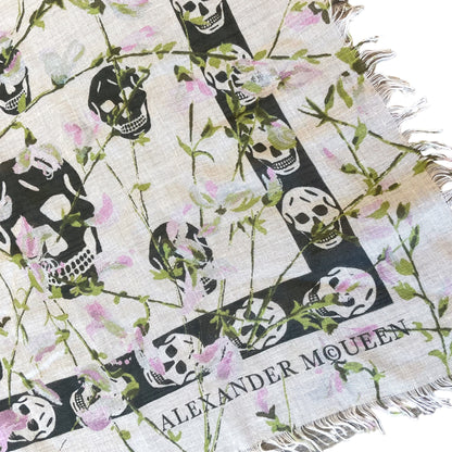 Alexander McQueen Classic Skull-Print Frayed Scarf - photo 2 of 5