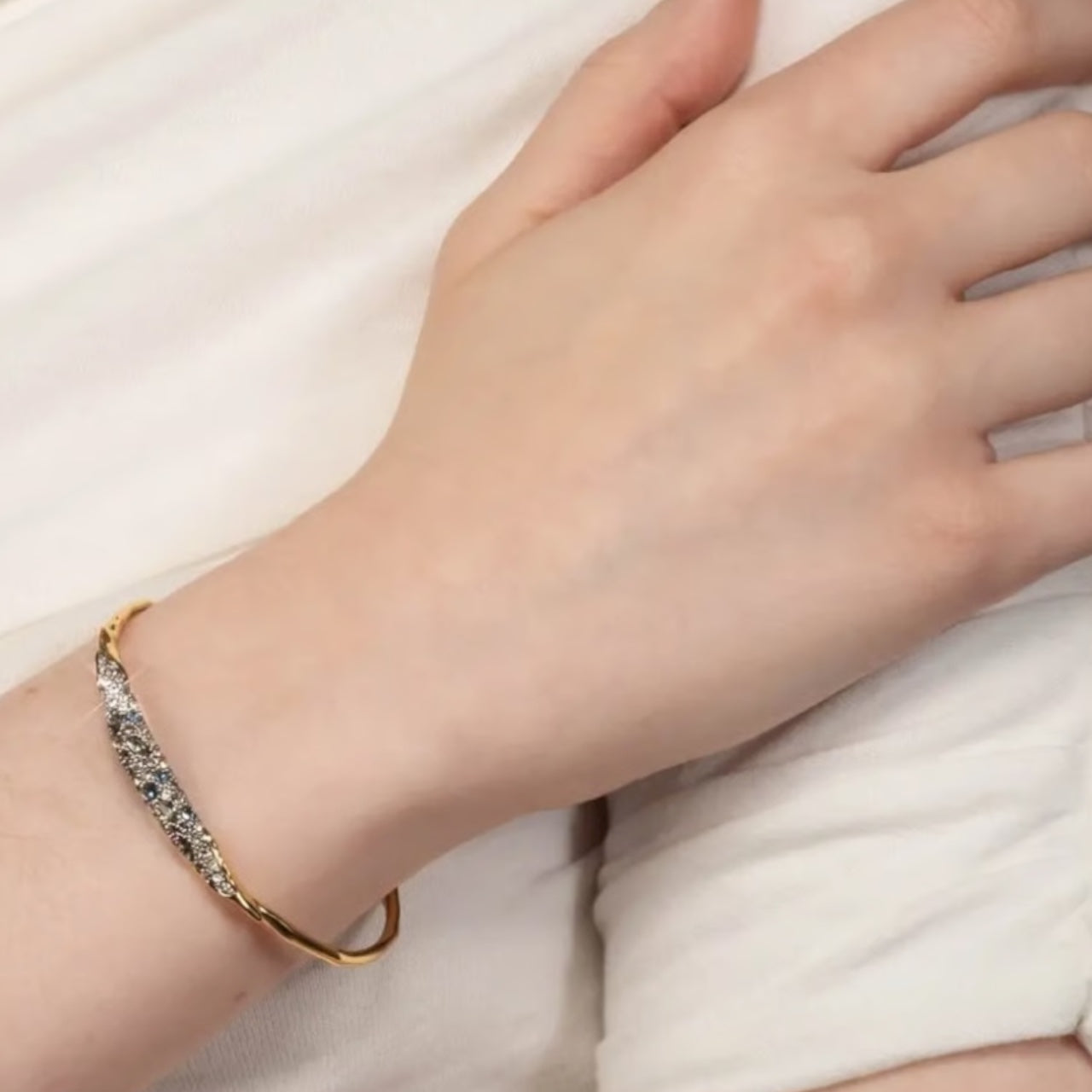 Alexis Bittar Solanales Crystal Thin Cuff Bracelet