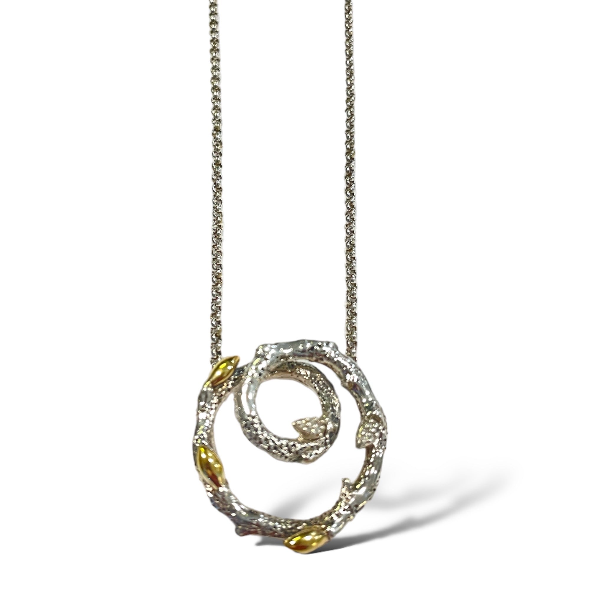 Stephen Dweck Circular Vine Pendant Necklace, 18k YG, .925 & Dweck Diamonds