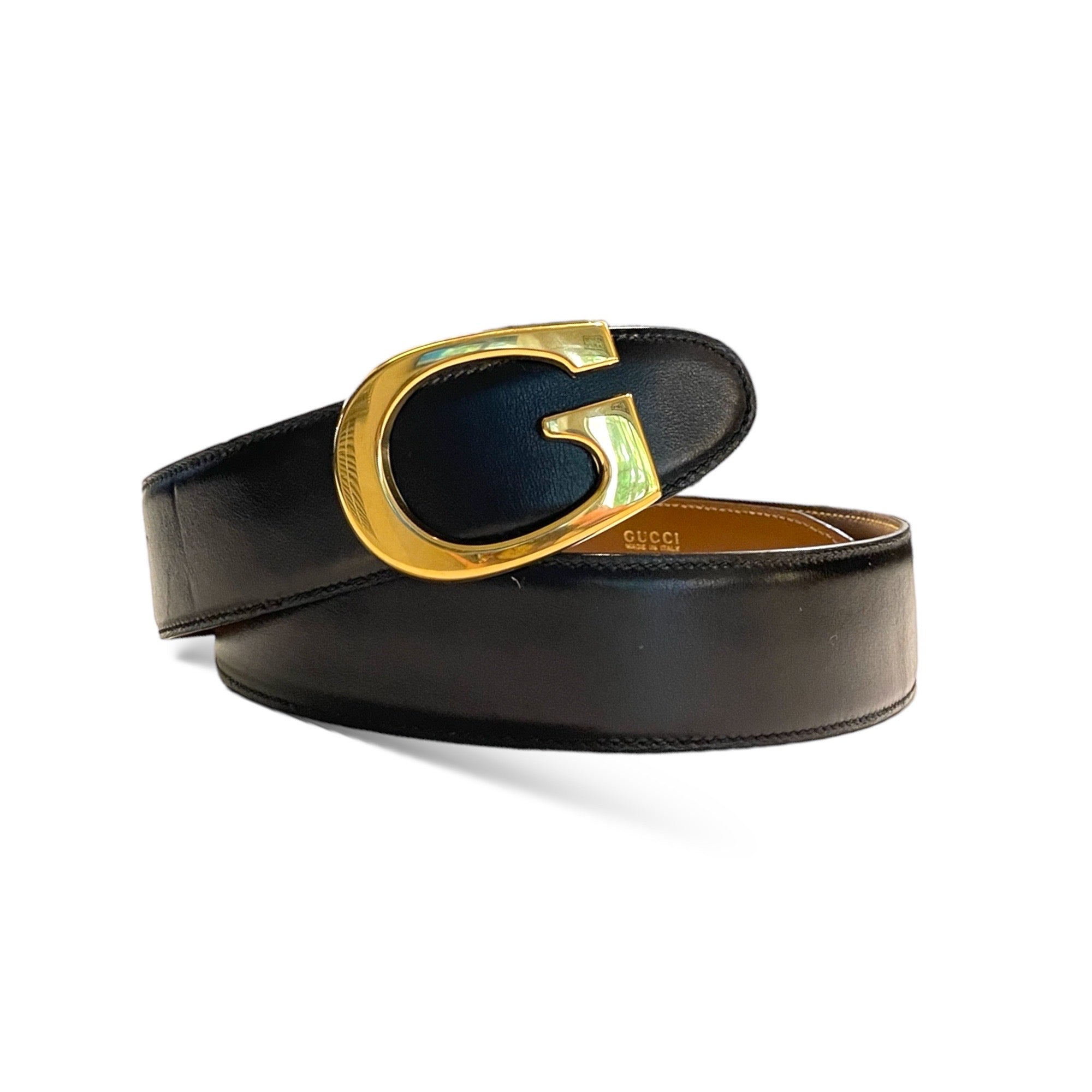 GUCCI Vintage Leather Belt with Removable Gold-Tone G Buckle |Size: 70/28|