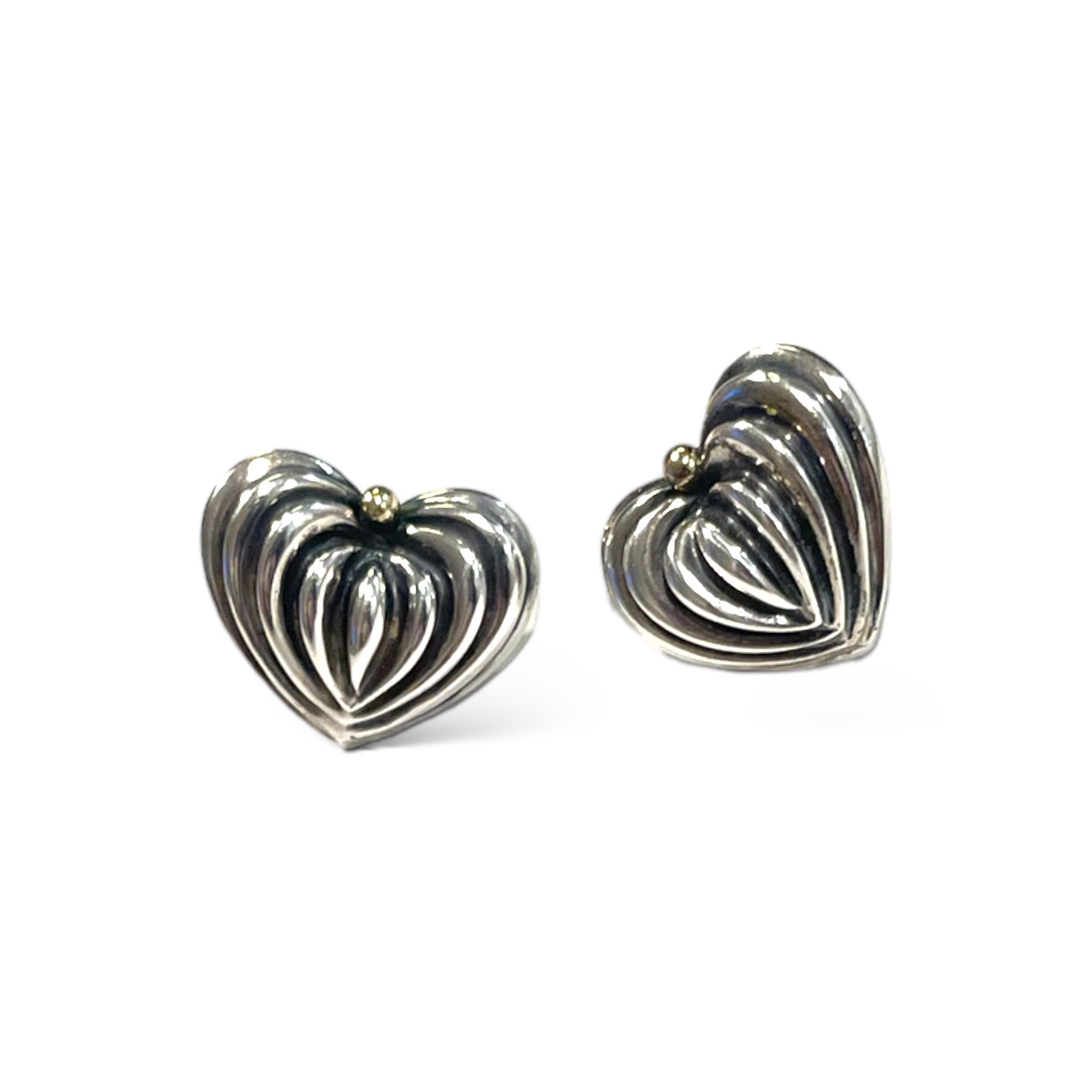 LAGOS Sterling Silver/18k Gold Fluted Heart Stud Earrings