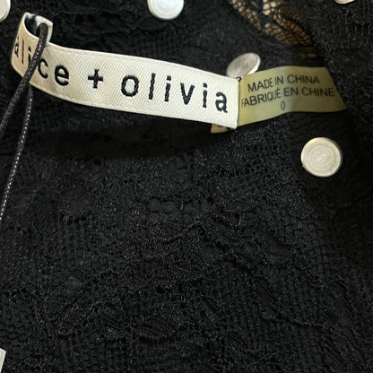 Alice + Olivia Lamb Leather Lace Pattern Crop Top - photo 3 of 7