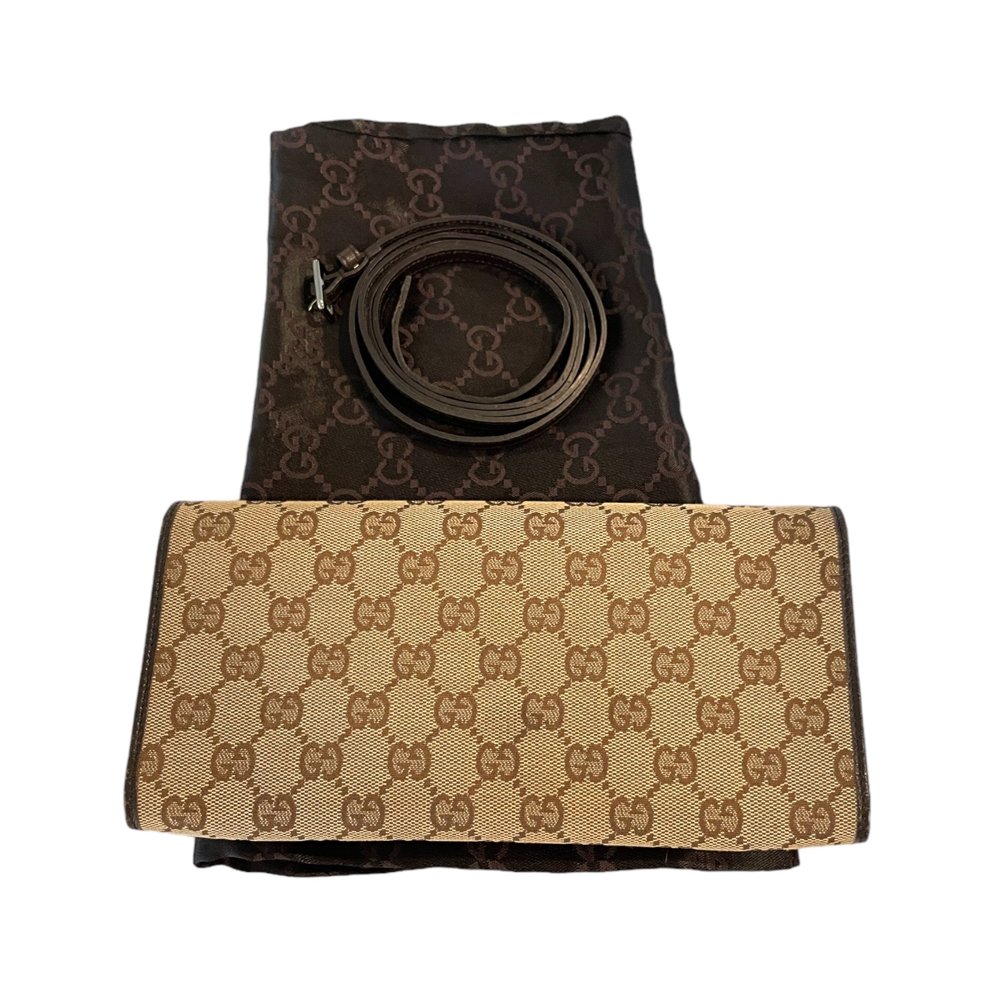 GUCCI GG Canvas Bamboo Bar Clutch/ Waist bag/ Sling Bag