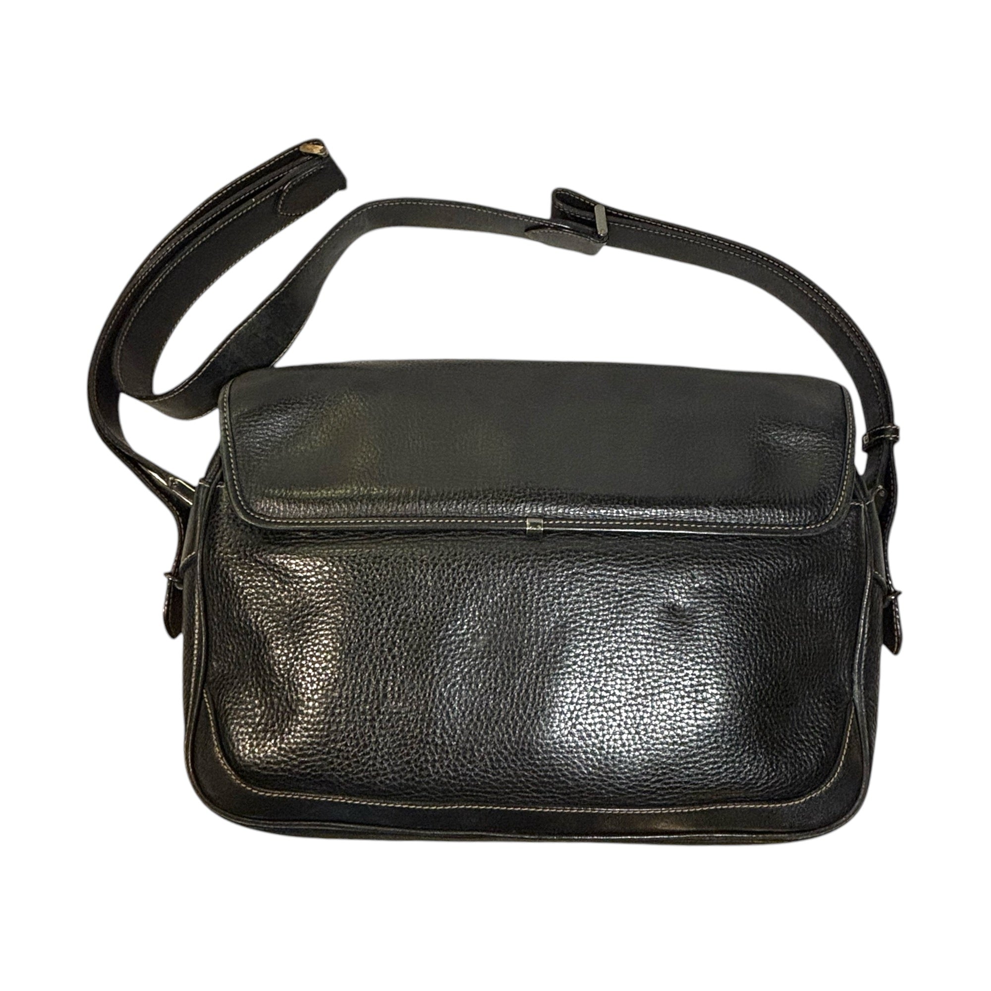 GUCCI Vintage Dark Navy Blue Leather Messenger Bag