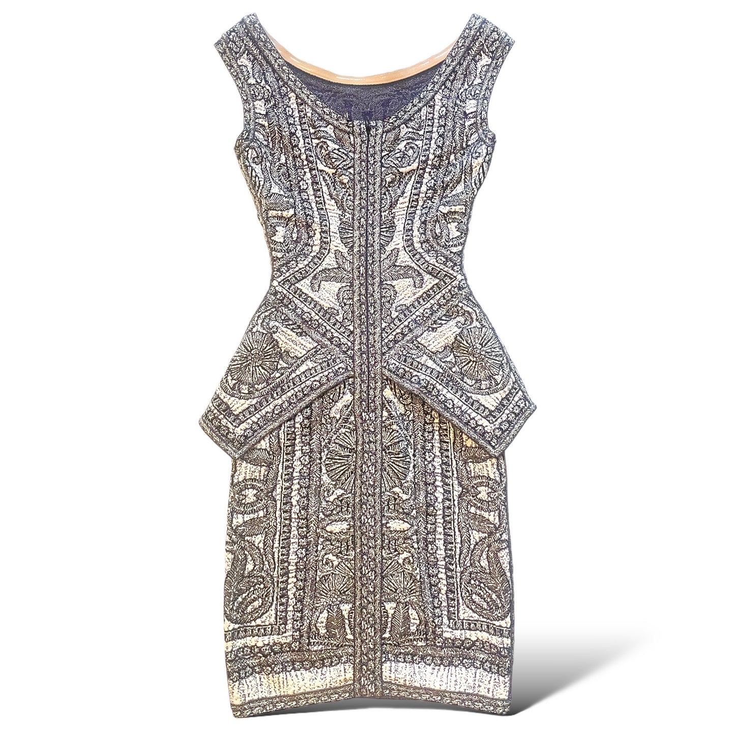 Herve Leger Blue/Violet Staci Floral Jacquard BodyCon Dress