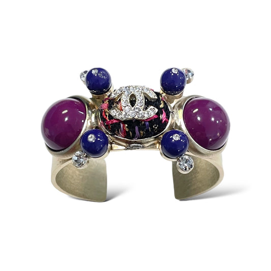 CHANEL Vintage CC Logo Cluster Stone Cuff Circa 03’