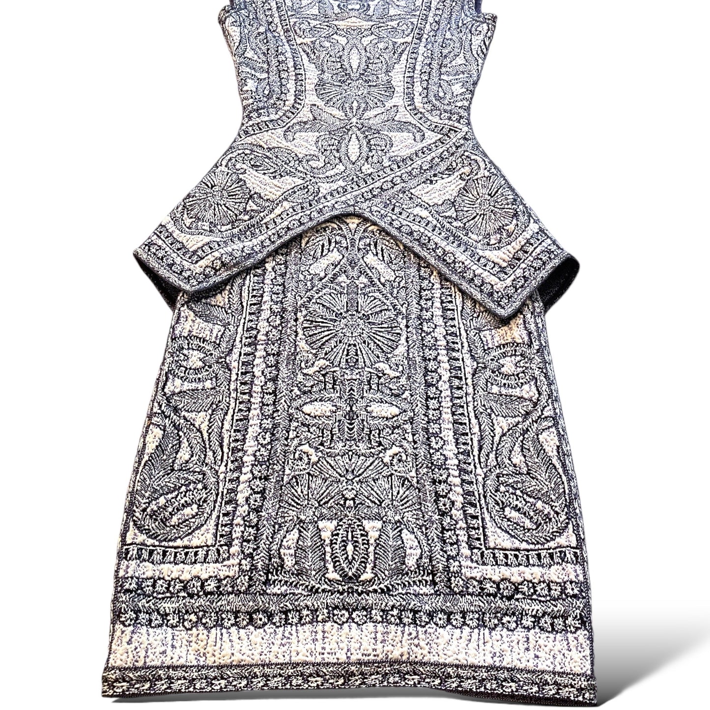 Herve Leger Blue/Violet Staci Floral Jacquard BodyCon Dress
