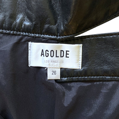 AGOLDE Wide Leg Black Leather Pants - photo 2 of 6