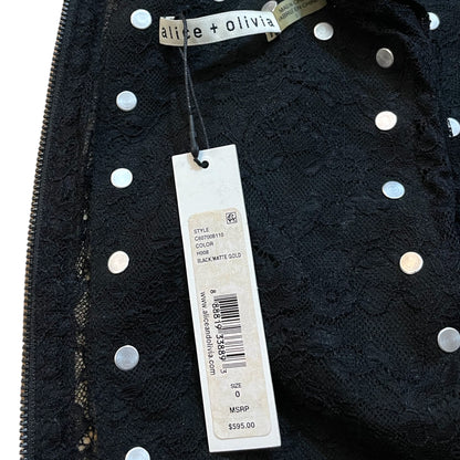 Alice + Olivia Lamb Leather Lace Pattern Crop Top - photo 2 of 7