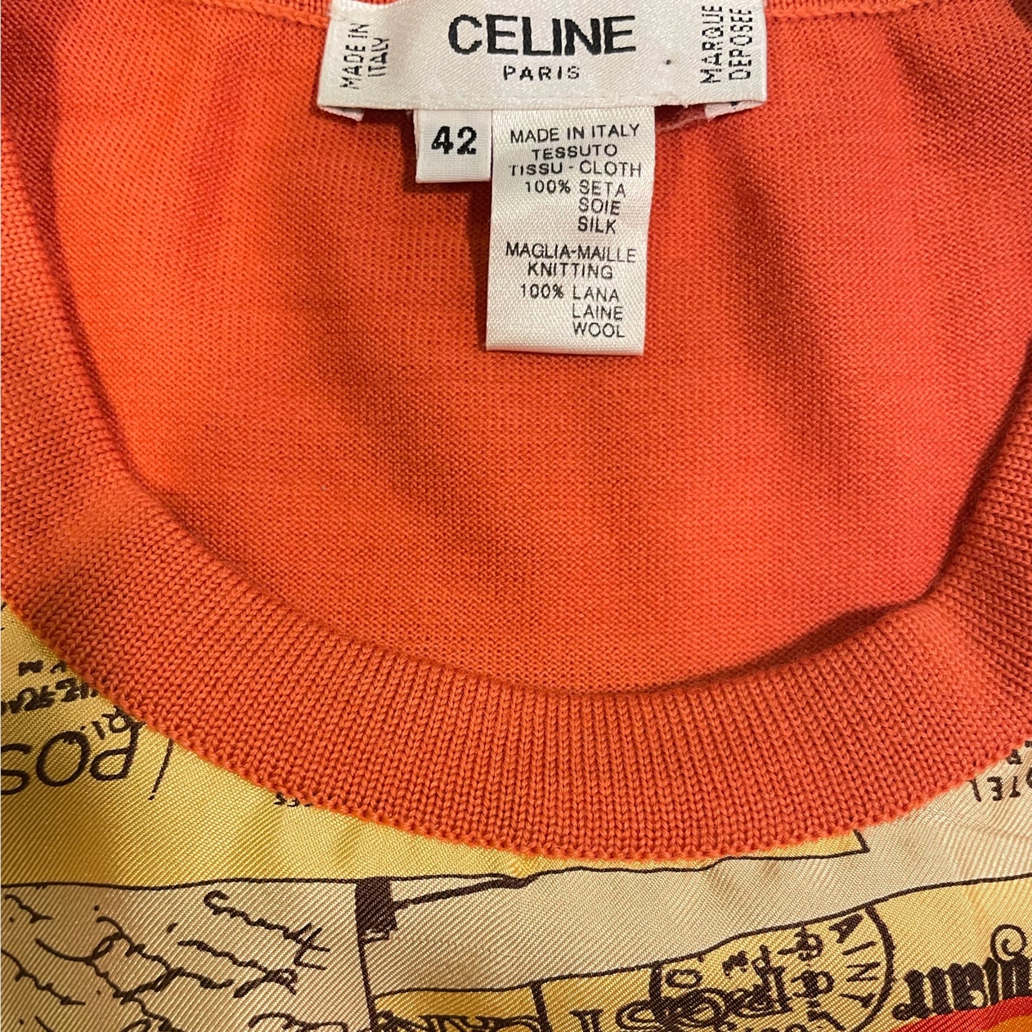 CELINE PARIS Silk & Wool Made in Italy Short Sleeve Top 
|Size: 42|