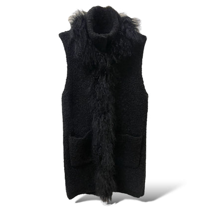 Dolce Cabo Wool Vest with Real Tibet Lamb Fur Trim - main product photo