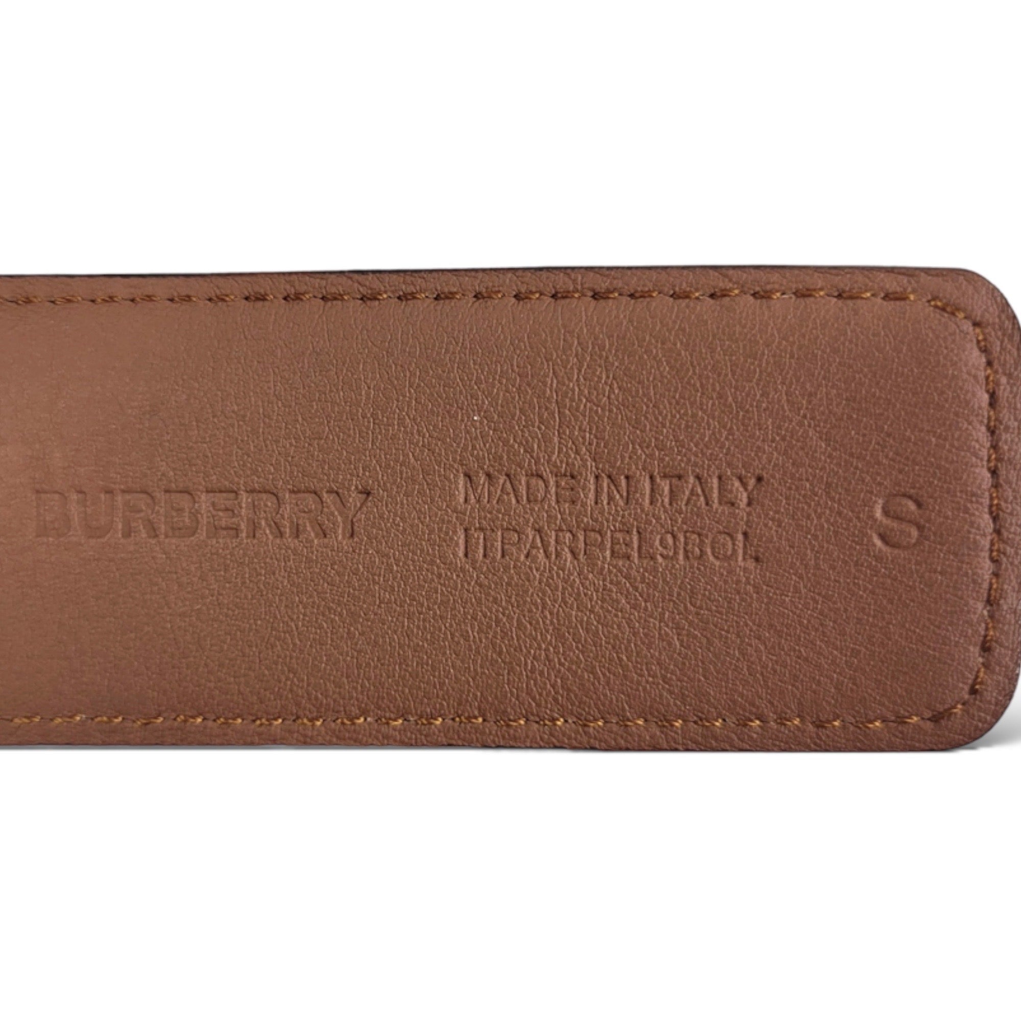 Burberry Gold-Tone TB Logo Buckle Reversible Black/Brown Leather Belt (SMALL)