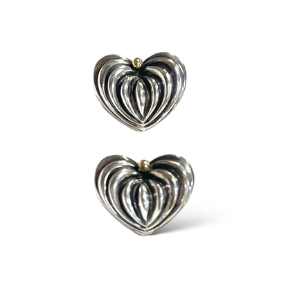 Lagos Sterling Silver/18k Gold Fluted Heart Stud Earrings - photo 9 of 10