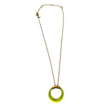 Alexis Bittar Hand Carved Neon Yellow Lucite Circle Pendant Necklace - photo 2 of 5