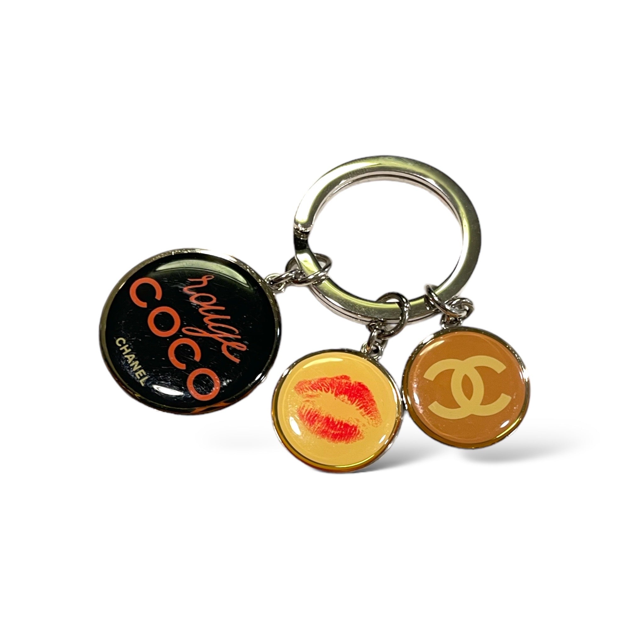 Authentic CHANEL COCO 3 Charm CC Logo Keychain/Key Holder