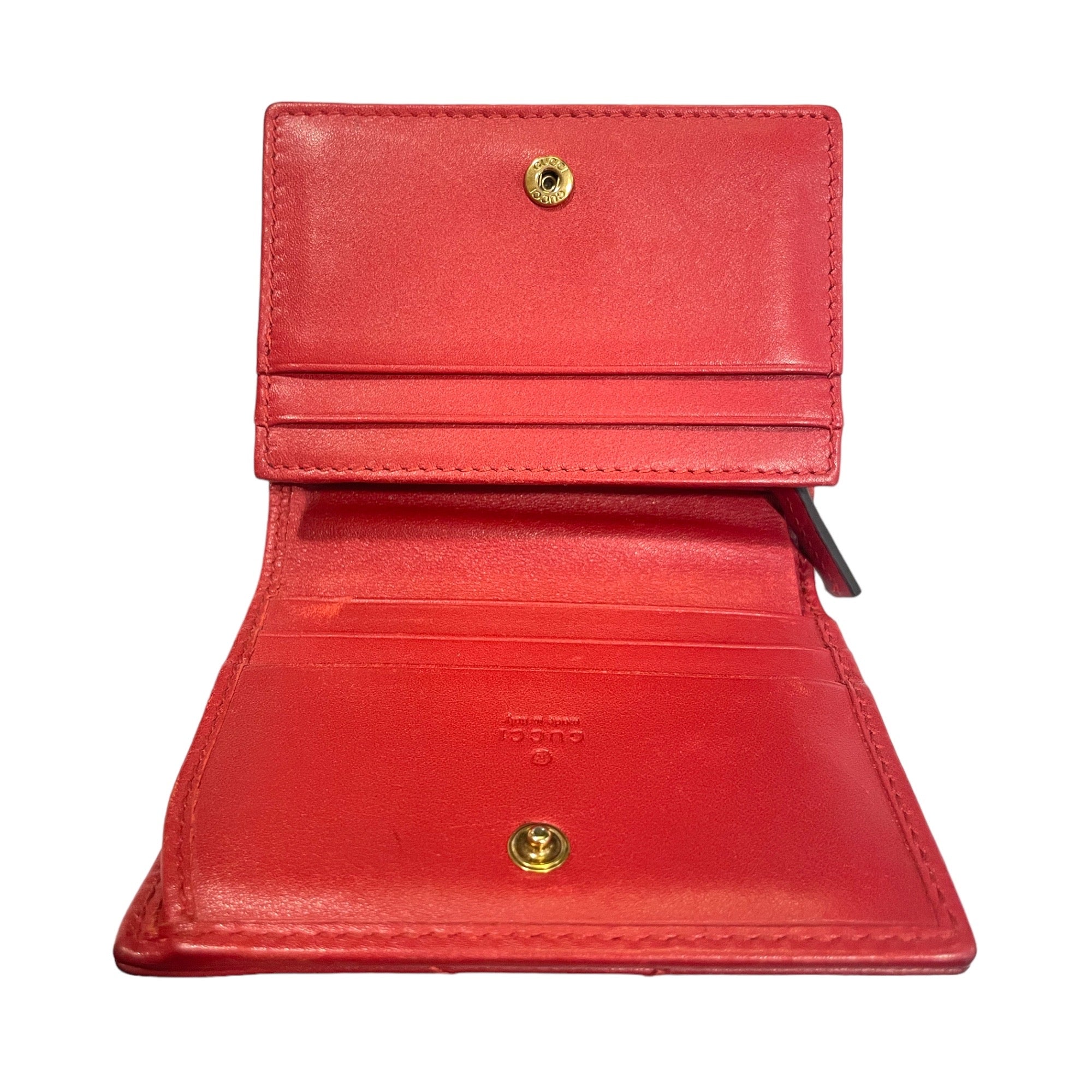GUCCI GG MARMONT RED MATELASSÉ LEATHER CARD CASE WALLET