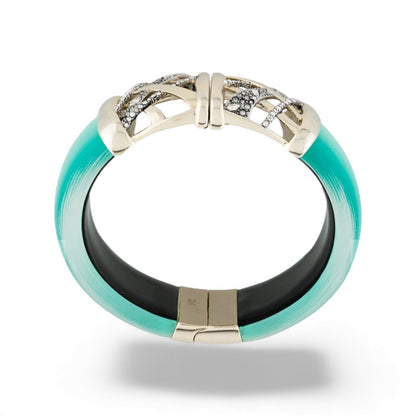 Alexis Bittar Lucite & Crystal Hinged Bangle Bracelet - photo 2 of 7