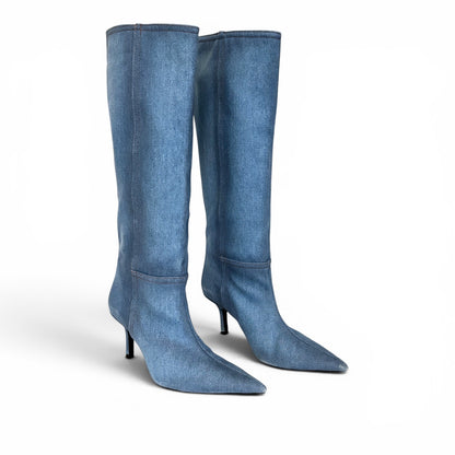 Zara Denim Knee-High Boots - main product photo