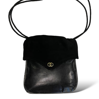 Gucci Vintage Suede & Lizard Crossbody Bag with GG Motif - photo 3 of 11