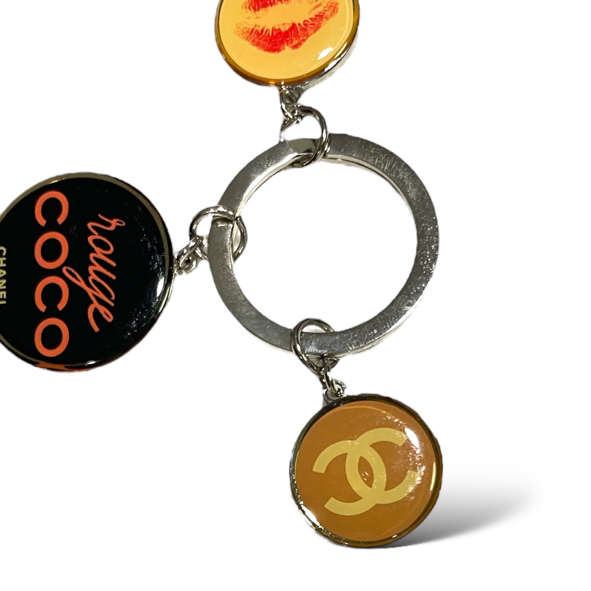 Authentic CHANEL COCO 3 Charm CC Logo Keychain/Key Holder