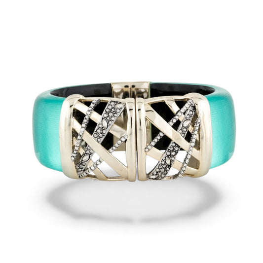 Alexis Bittar Lucite & Crystal Hinged Bangle Bracelet
