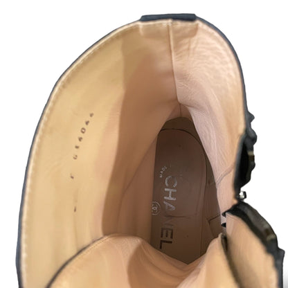 Chanel Women’s Camellia CC Cap Toe Combat Boots Embellished with Leather Accents - photo 8 of 9