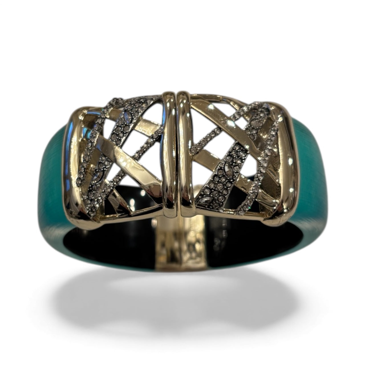 Alexis Bittar Lucite & Crystal Hinged Bangle Bracelet