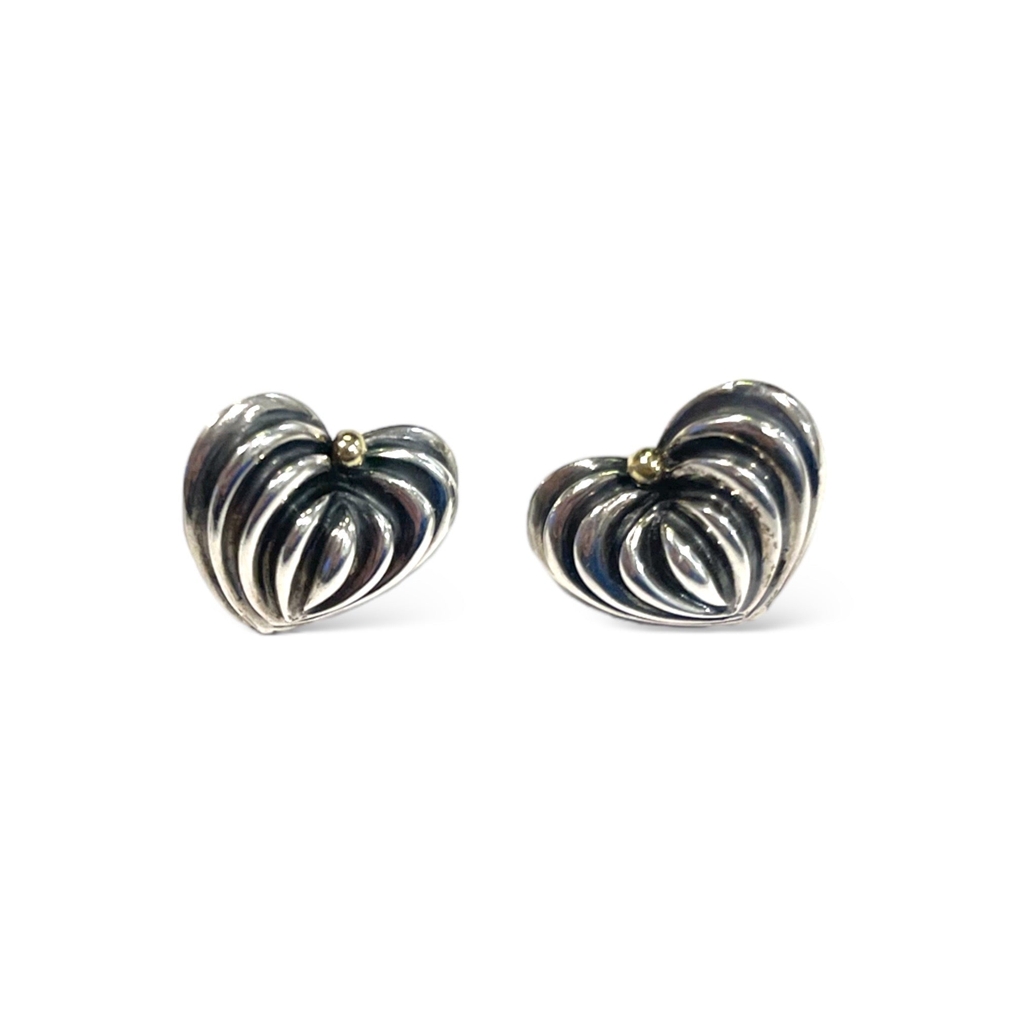 LAGOS Sterling Silver/18k Gold Fluted Heart Stud Earrings