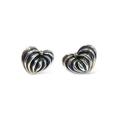 Lagos Sterling Silver/18k Gold Fluted Heart Stud Earrings - photo 7 of 10