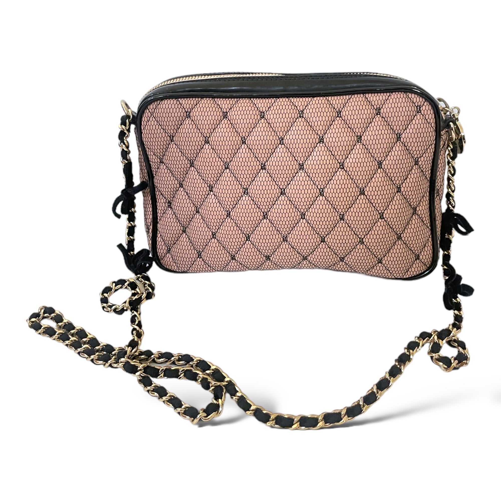 VALENTINO RED Quilted Crossbody Mesh/Nude Bag