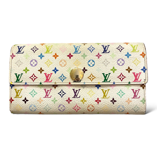 LOUIS VUITTON Paris Vintage Monogram Multicolor Sarah Wallet (White)