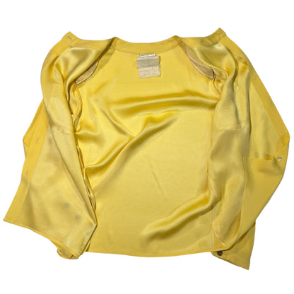 Chanel Silk CC Logo Canary Yellow Blouse CC Gold Tone Button Detail - photo 4 of 8