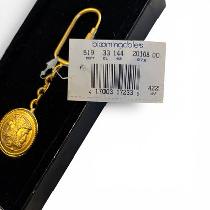 Vintage gold-tone double-headed Janus medallion keychain - photo 5 of 6