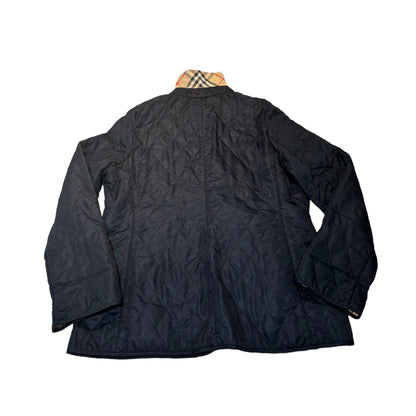 Burberry London Navy Blue Quilted Check Lined Jacket - photo 4 of 11