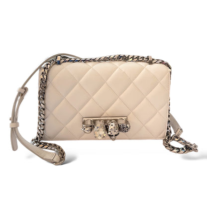 Alexander McQueen White Quilted Leather Jeweled Knuckle Shoulder Bag - photo 5 of 18