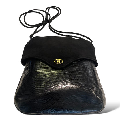 Gucci Vintage Suede & Lizard Crossbody Bag with GG Motif - photo 9 of 11