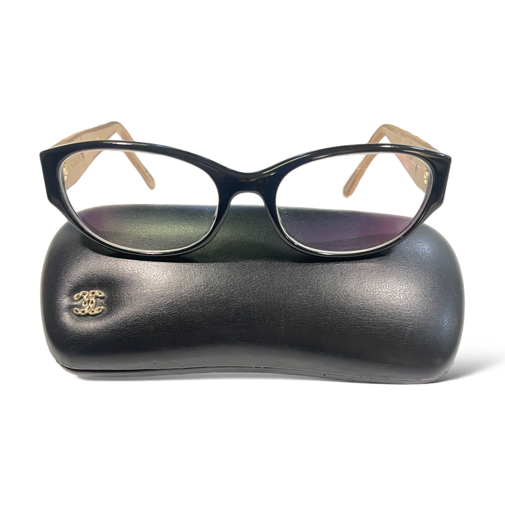 CHANEL Eyeglasses with Quilted leather temples & CC Motif on sides