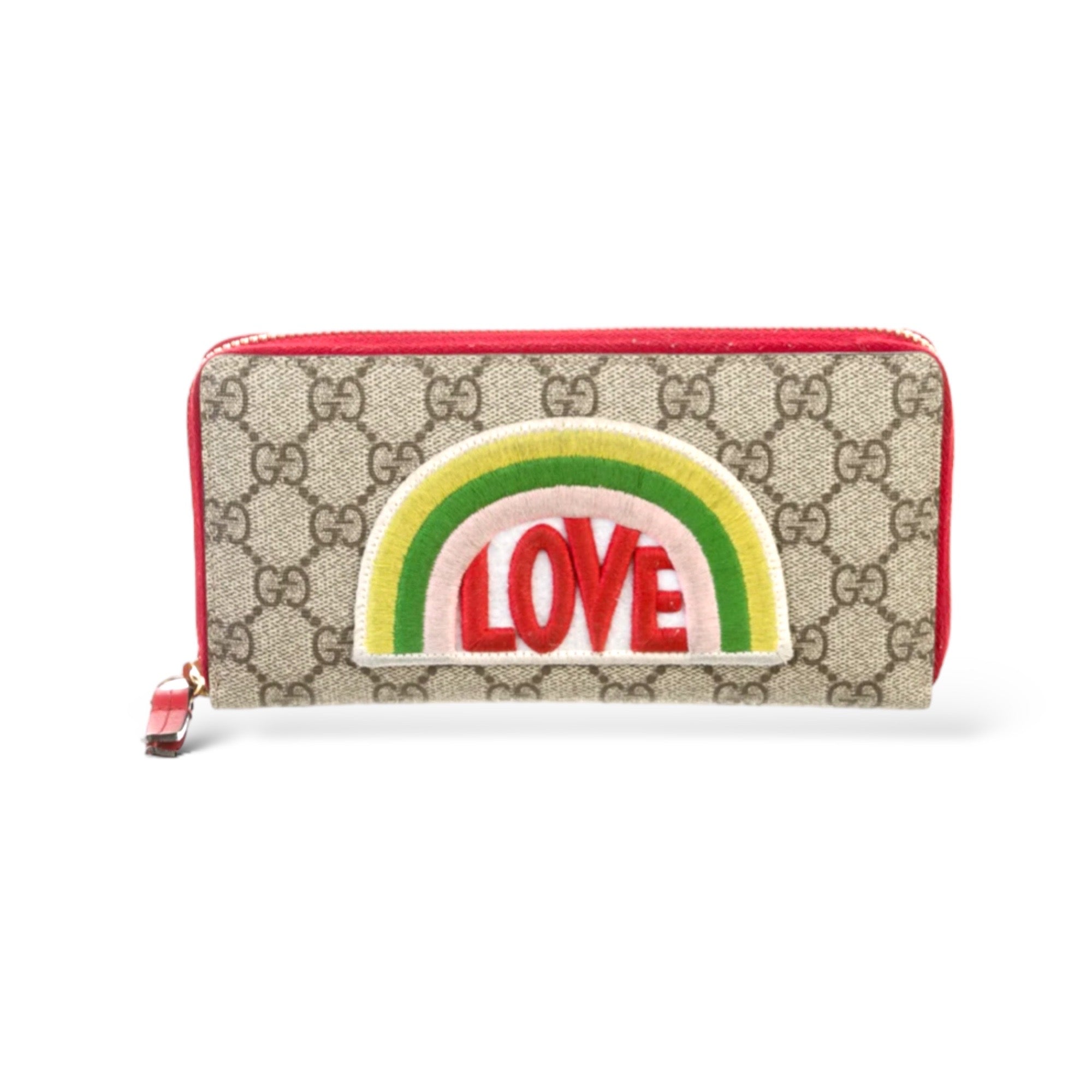 GUCCI 2017 Rainbow Soft GG Supreme Long Zip Around Wallet