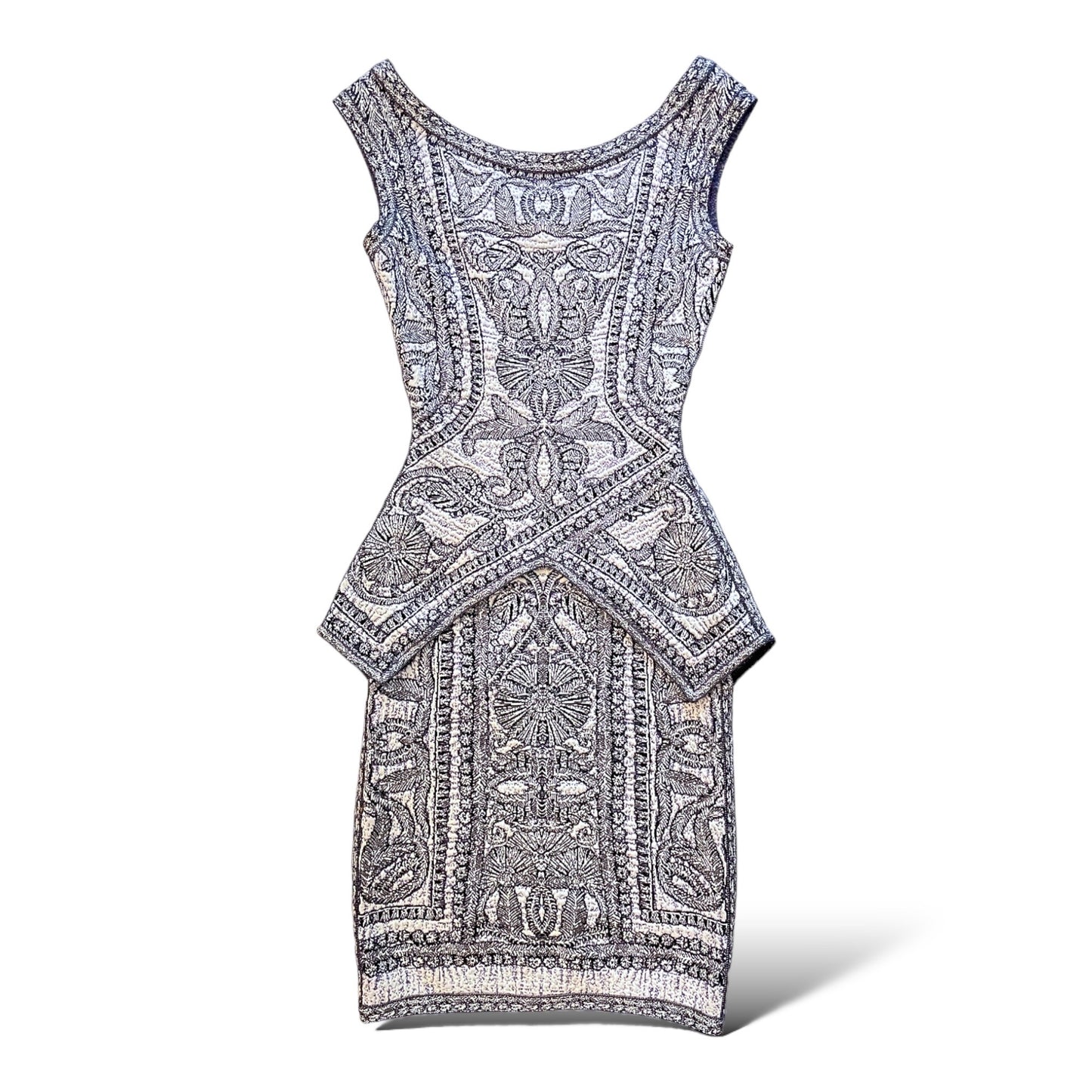 Herve Leger Blue/Violet Staci Floral Jacquard BodyCon Dress